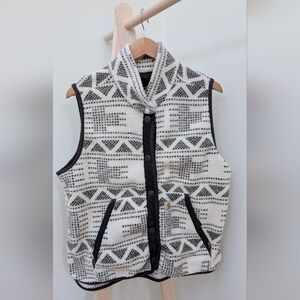 Carhartt Abstract Geometric Patterned Collared Fleece Vest In Black/White